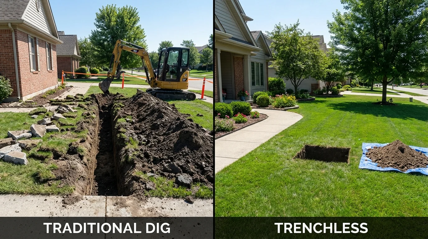 Trenchless sewer repair with minimal yard damage versus traditional excavation in Kernville, CA